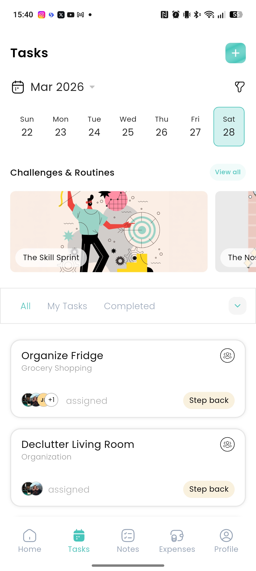 Crew tasks: assigned chores, challenges and routines for the household